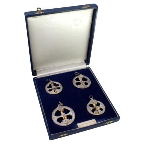 Set of four silver astrolabes with original case