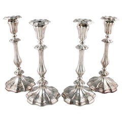 Set of Four Silver Plated Candlesticks, 19th Century