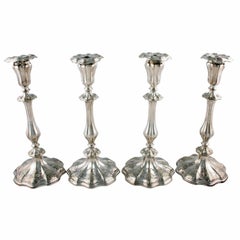 Set of Four Silver Plated Candlesticks