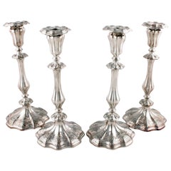 Set of Four Silver Plated Candlesticks