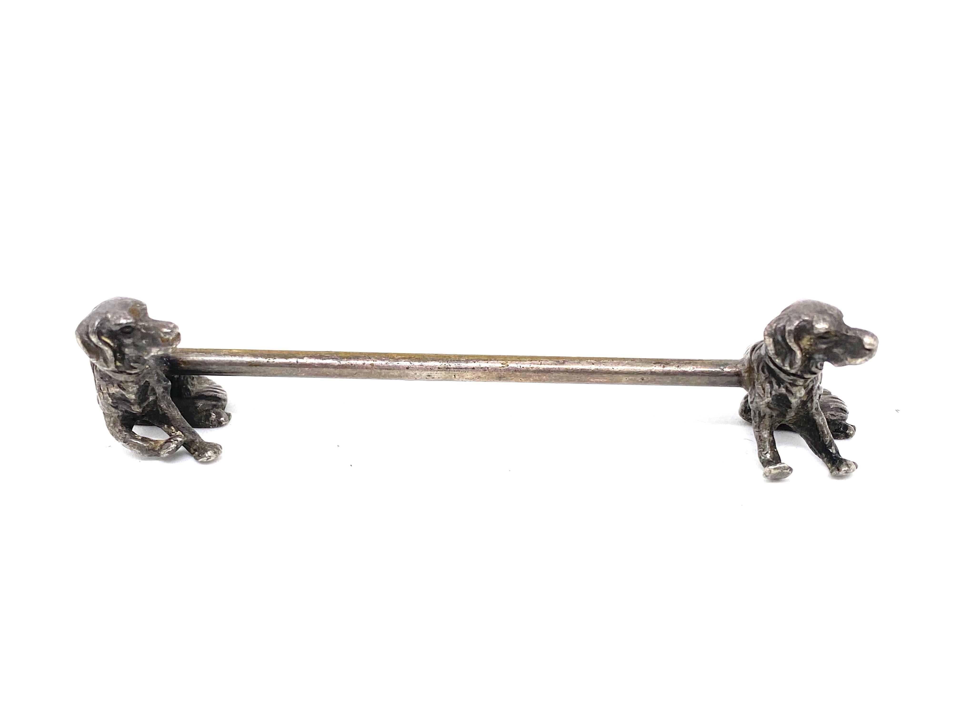 A set of four silver plated figural flatware knife rests in the form of Animals (Lion, Fox, Wild Boar and a Dog), circa 1890s, European. Nice addition to every table or just for your collection. Tarnished and silver plate lost, but this is old-age