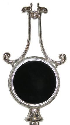 Set of Four Silver Sconces with Black Mirror Insets, Sold per Pair