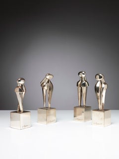 Set di quattro sculture in argento di Amelio Roccamonte per Bacci, Firenze, anni '70