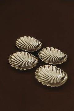 Set of Four Silver Shell-Shaped Dishes, Mid-20th Century