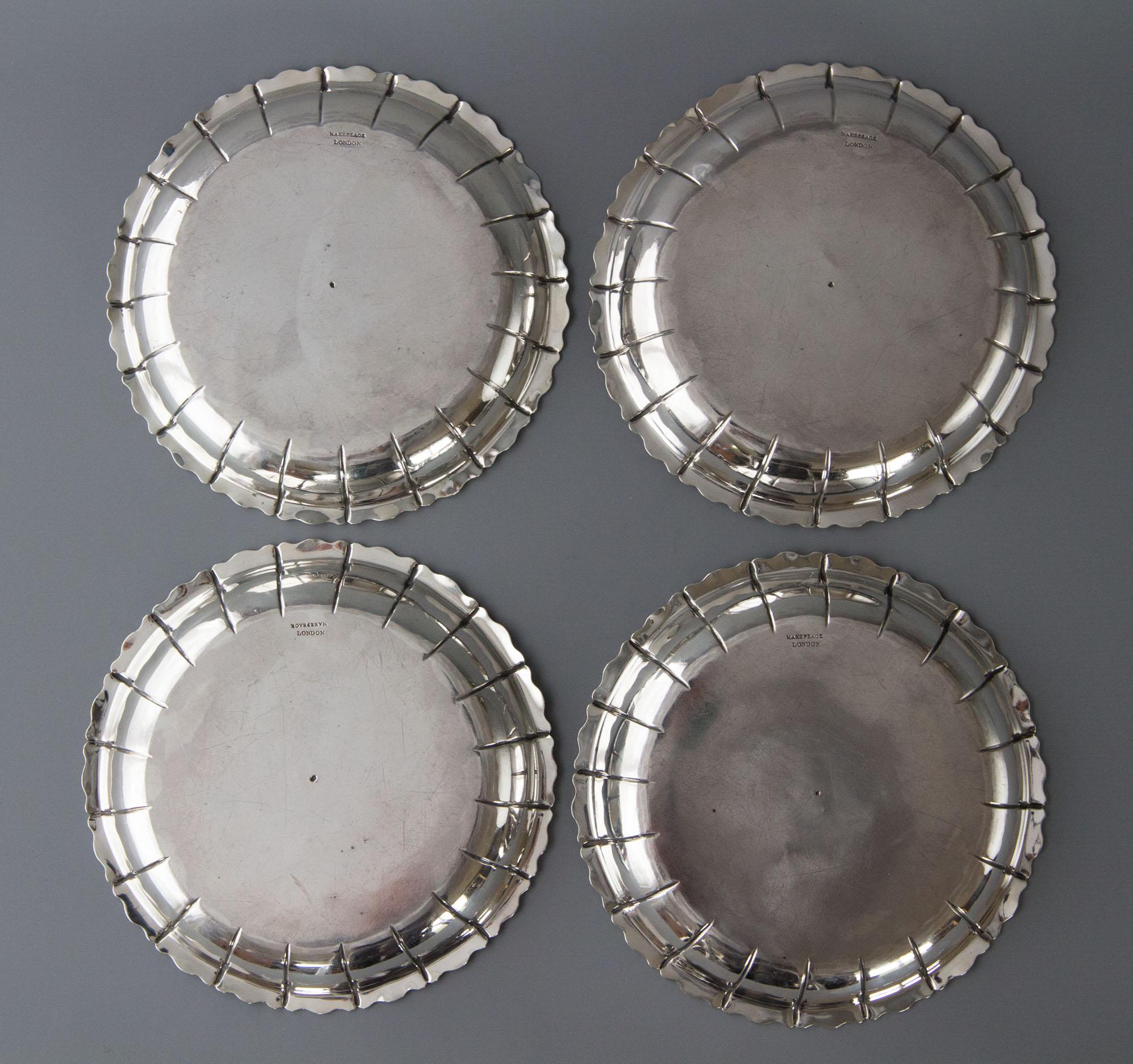 William IV Set of Four Silver Strawberry or Serving Dishes, London 1835 by Robert Garrard