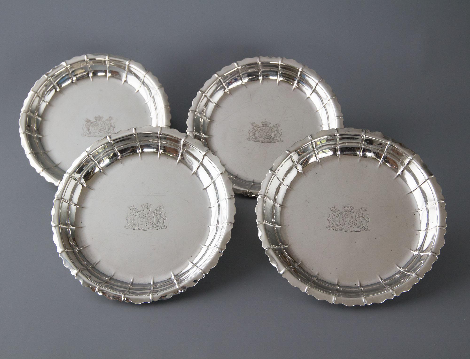 Set of Four Silver Strawberry or Serving Dishes, London 1835 by Robert Garrard 1