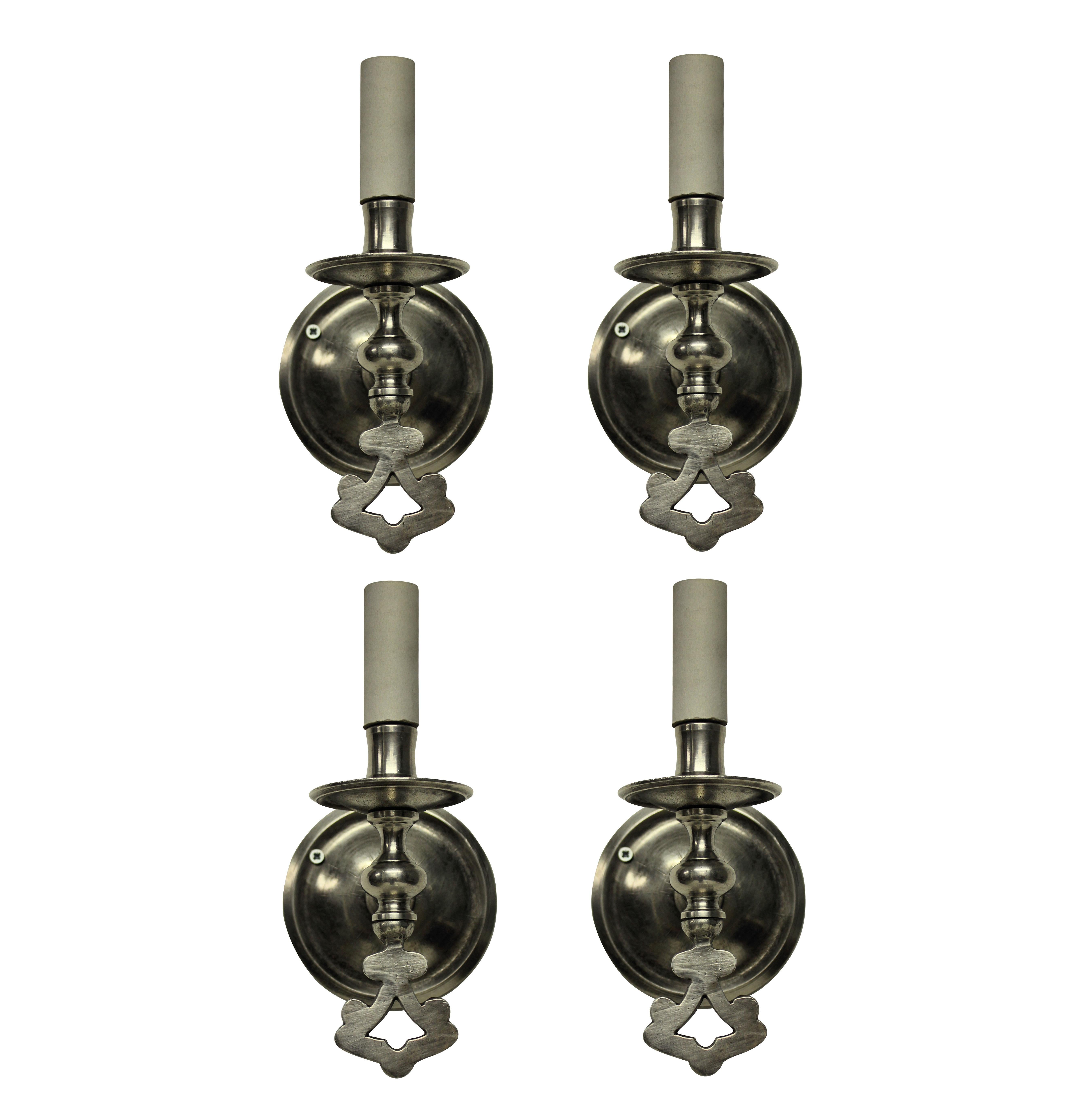 English Set of Four Silver Wall Sconces