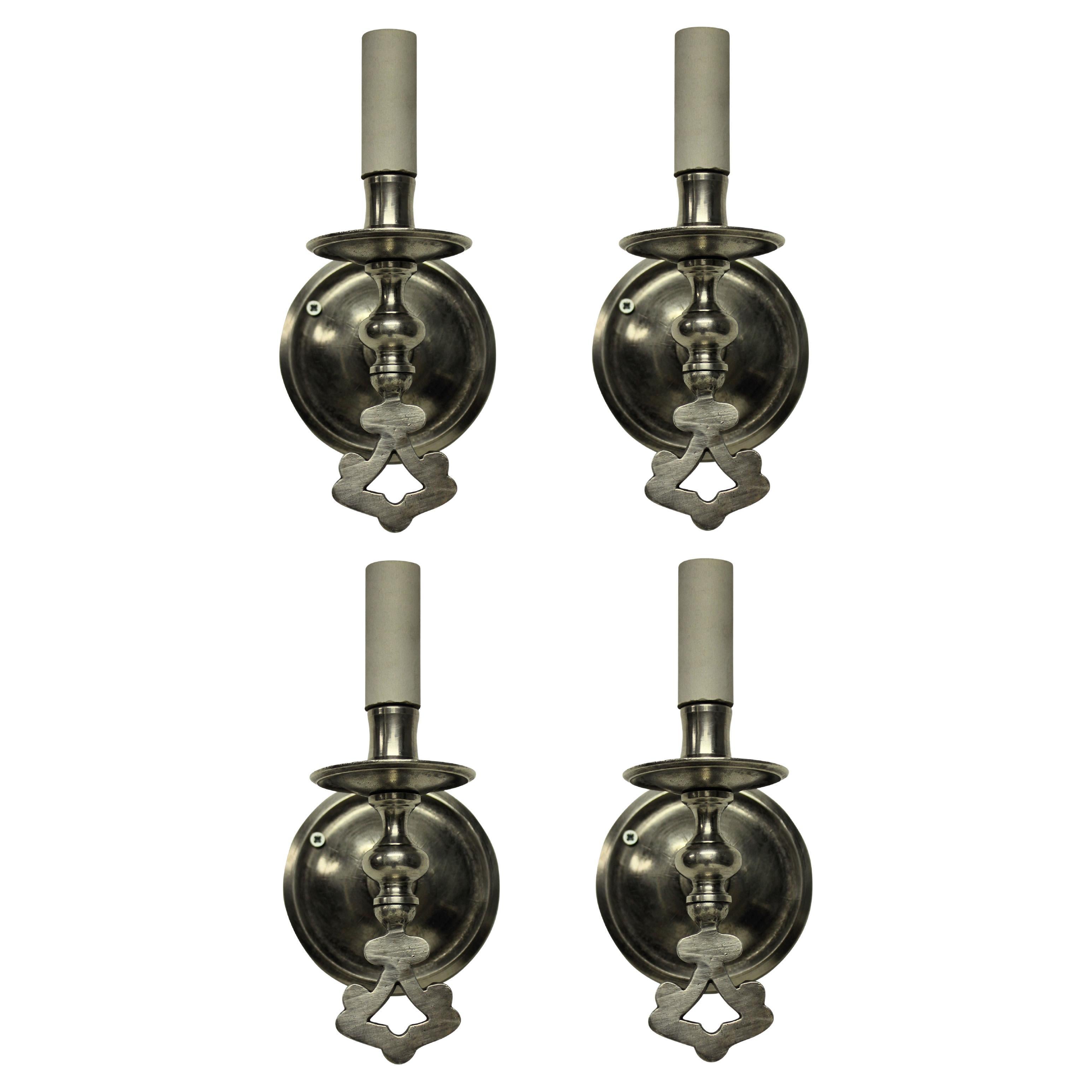 Set of Four Silver Wall Sconces