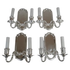 Set of Four Silvered Bronze Queen Anne Style Sconces, E. F. Caldwell