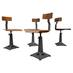 Vintage Set of Four Singer Machinist Chairs, c1950