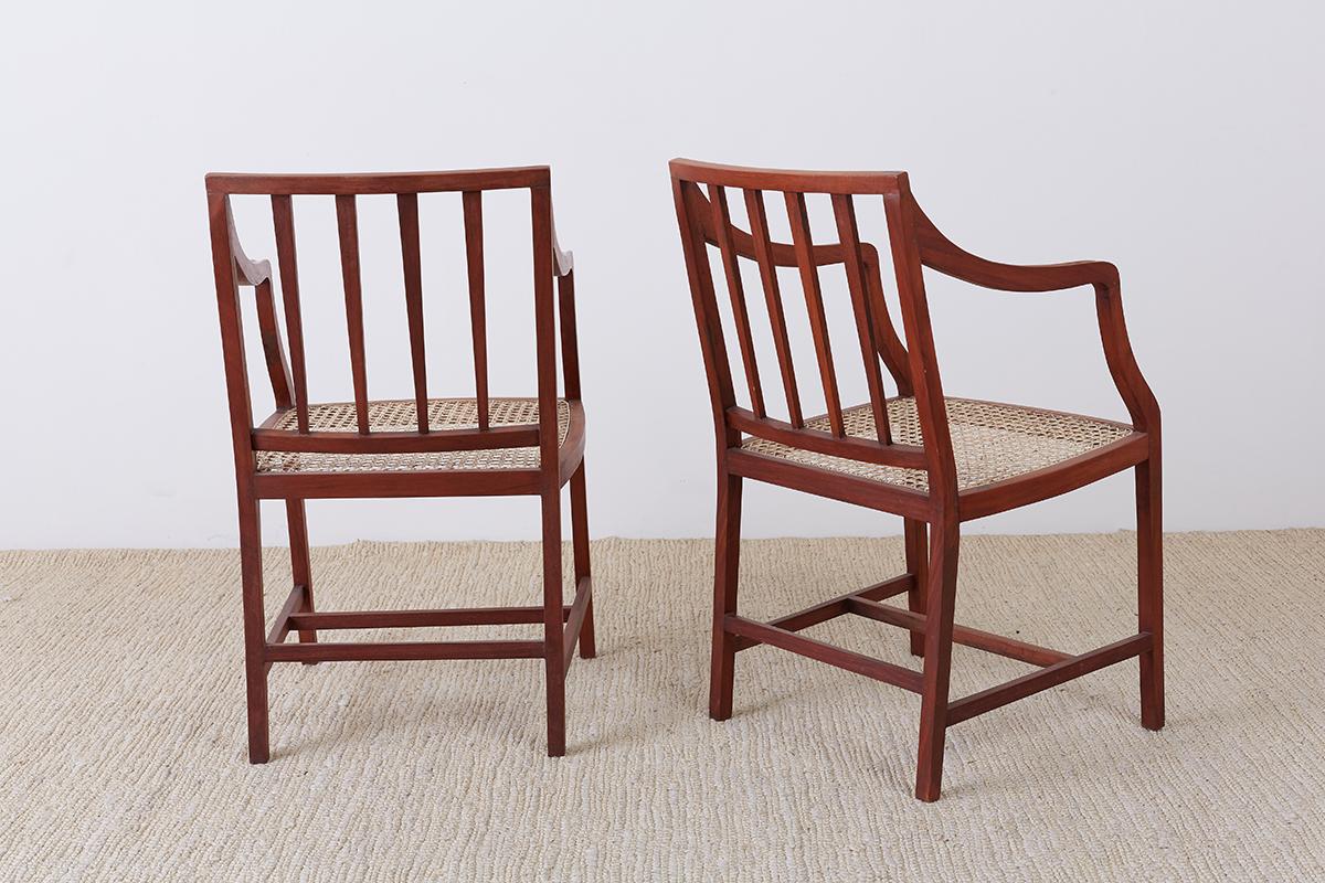 Set of Four Slat Back Cane Dining Armchairs 9