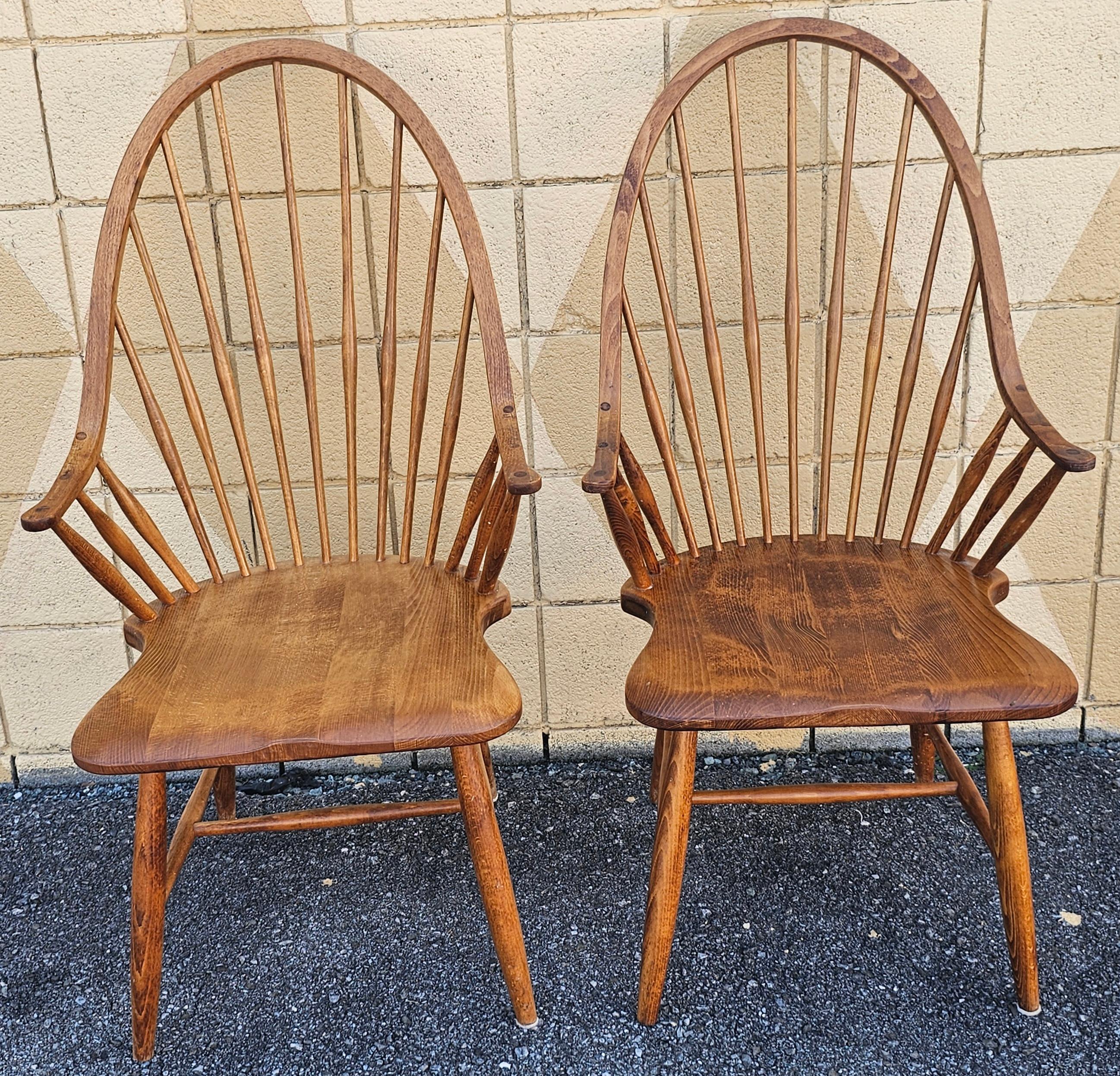 Arts and Crafts Set of four Slovenian Maple Continuous Arms Windsor chairs For Sale