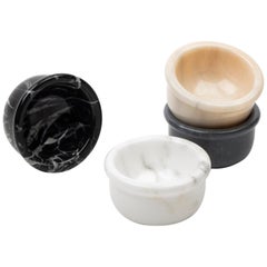 Set of Four Small Bowls in Grey, White, Black and Pink Marble
