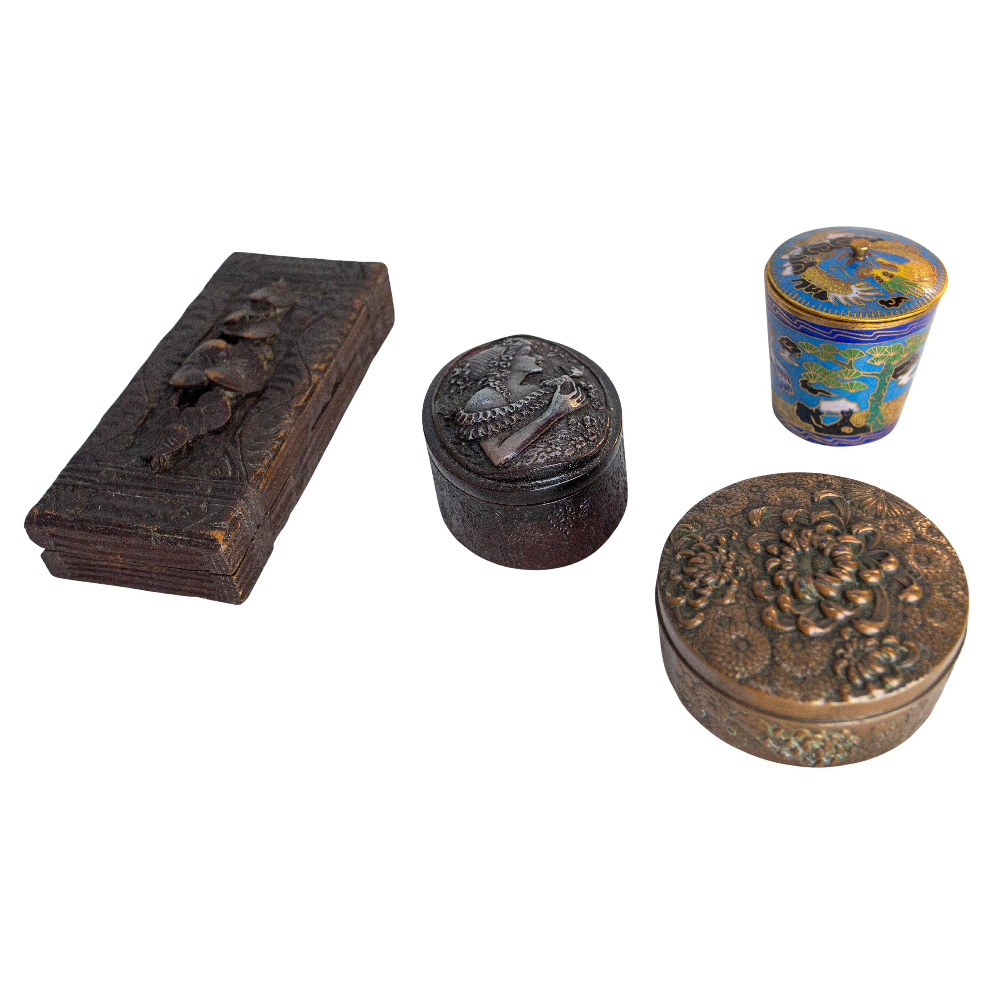 Set of Four Small Boxes from a Collection, French & Chinese before 1950 For Sale