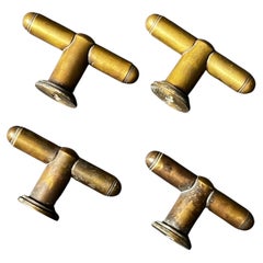 Set of Four Small Brass Pull-Handles or Cleats