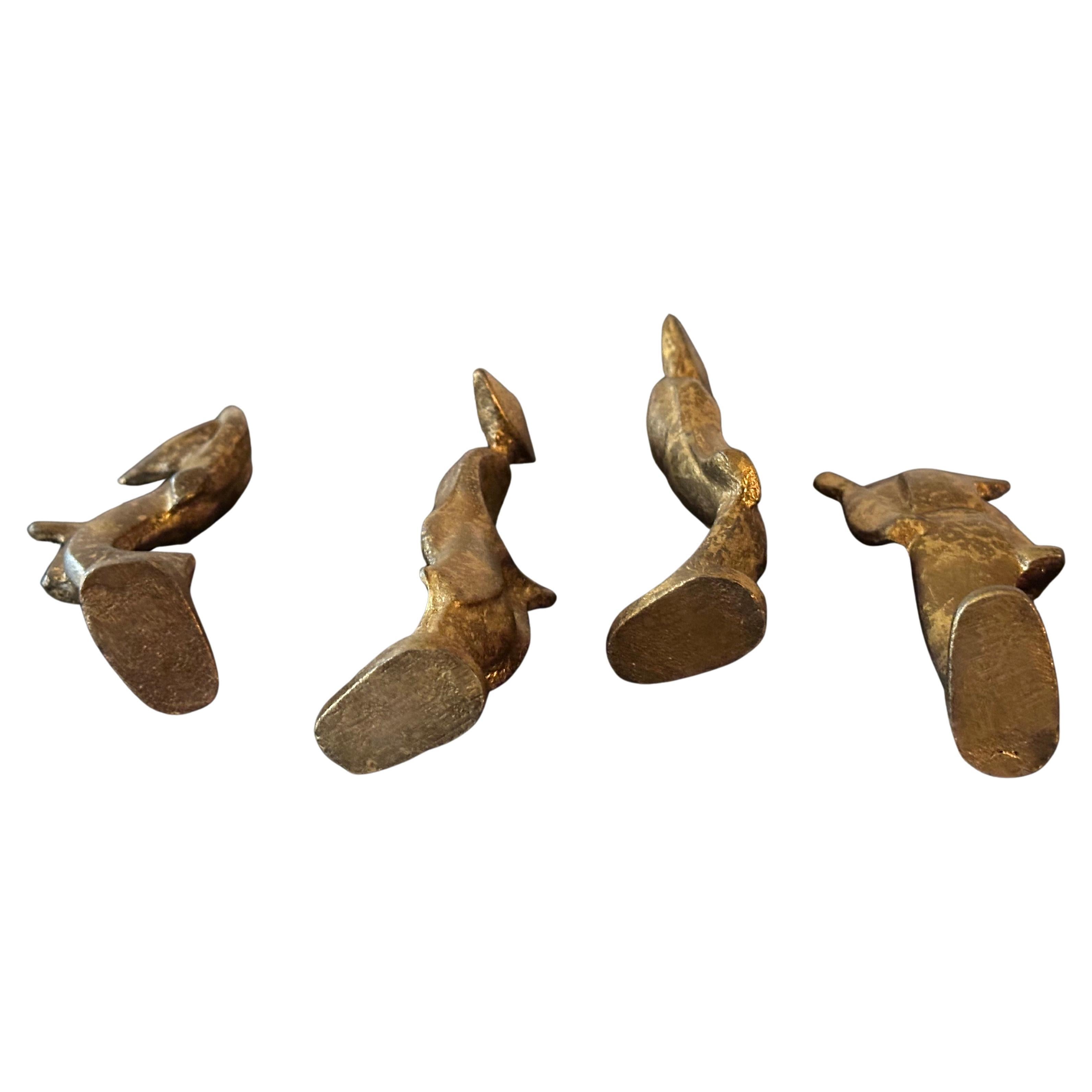 Set di quattro piccole figure di geisha giapponese in bronzo MCM in vendita 4