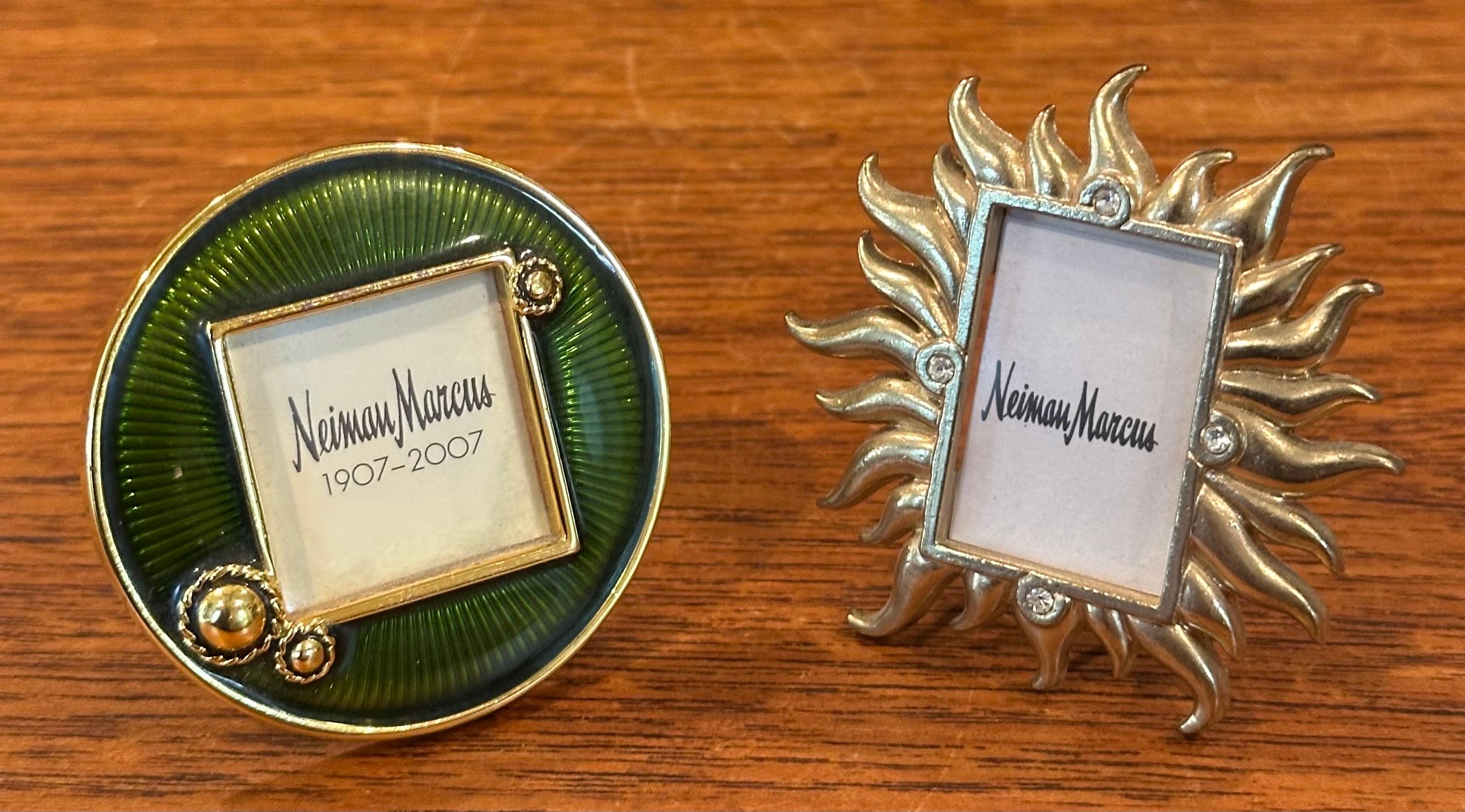Set of Four Small Picture Frames in Brass, Enamel & Crystals by Jay Strongwater For Sale 6