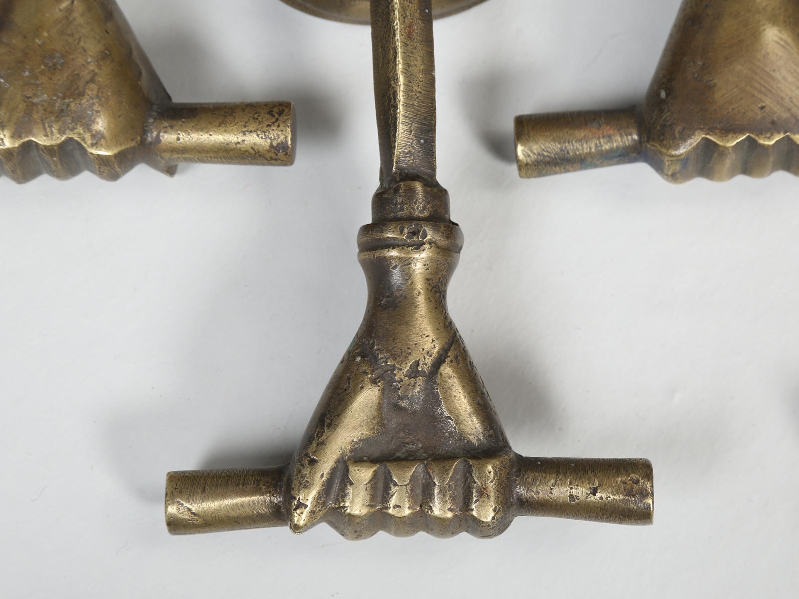 French Set of Four Solid Bronze Human-Hand Design Door Handles
