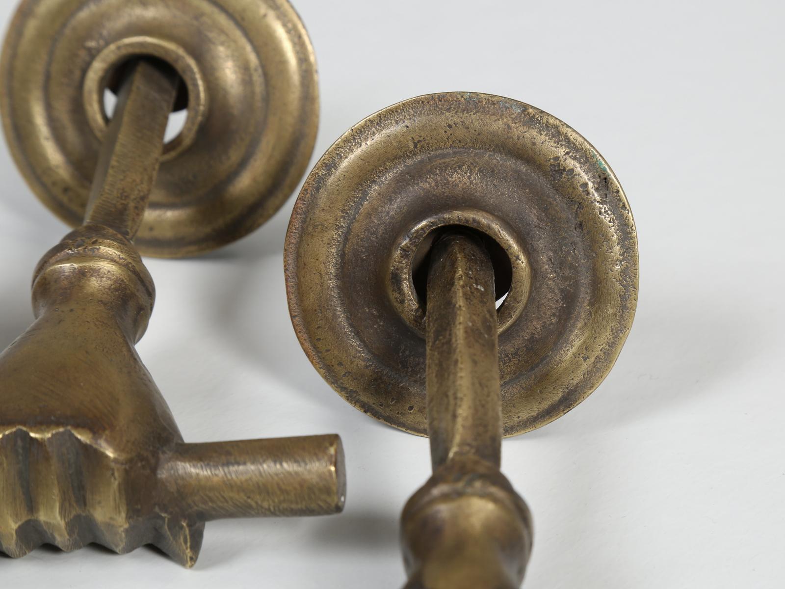 Set of Four Solid Bronze Human-Hand Design Door Handles 1