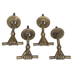 Set of Four Solid Bronze Human-Hand Design Door Handles