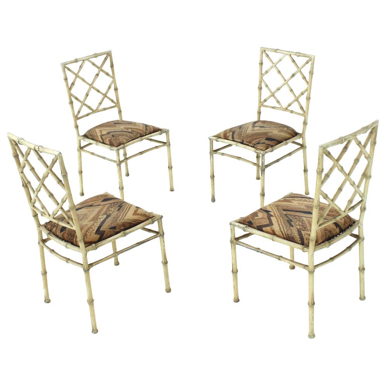 Set of Four Solid Cast Aluminium Faux Bamboo Dining Chairs For Sale at  1stDibs | metal bamboo chairs, bamboo chairs for sale, faux bamboo chairs