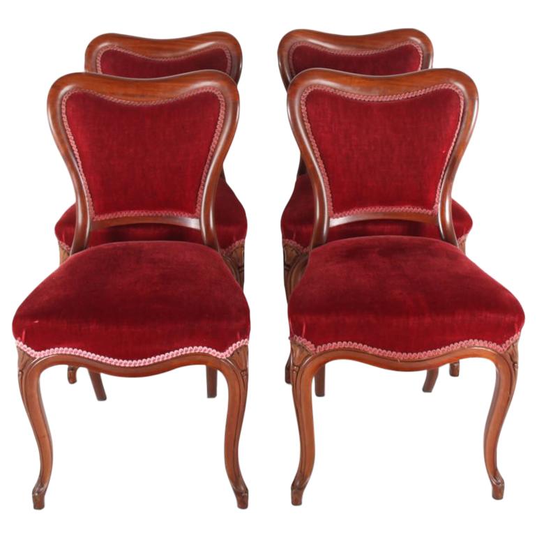 Set of Four Solid Mahogany Chairs, circa 1880