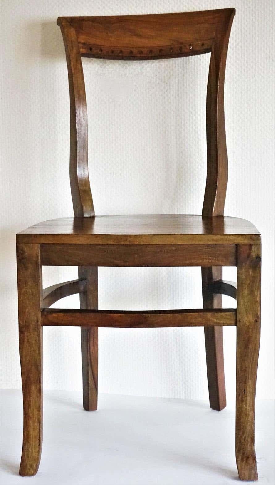 Portuguese Set of Four Solid Oak Art Deco Dining Chairs from Portugal For Sale