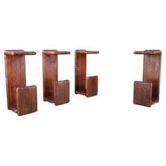 Set of Four Solid Pine Bar Stools or Benches, The Netherlands, 1970s