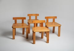 Set of Four Solid Pine Chairs by Roland Wilhelmsson, Sweden, 1960s