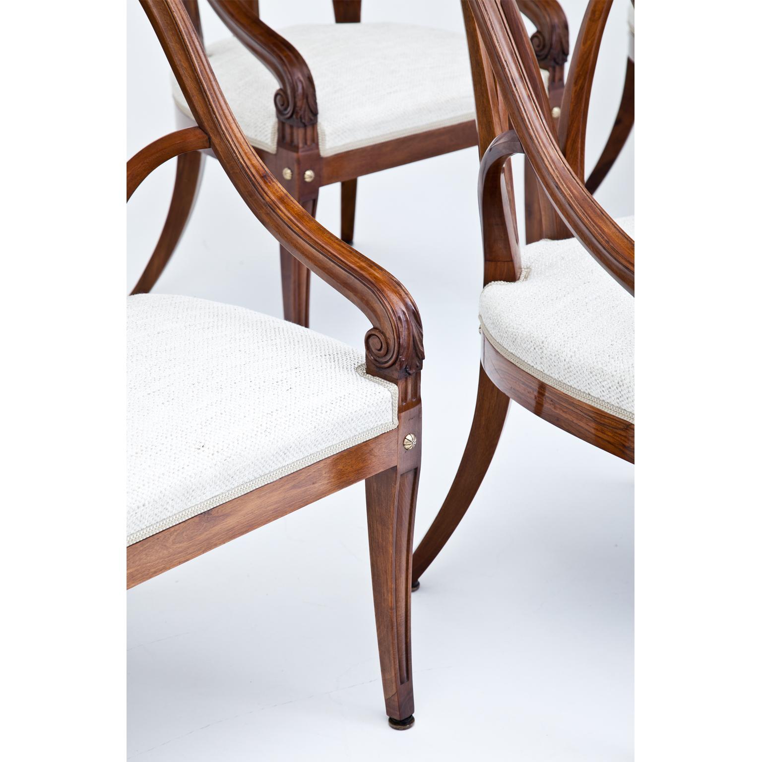 Set of Four Solid Walnut Armchairs, France, circa 1910 2