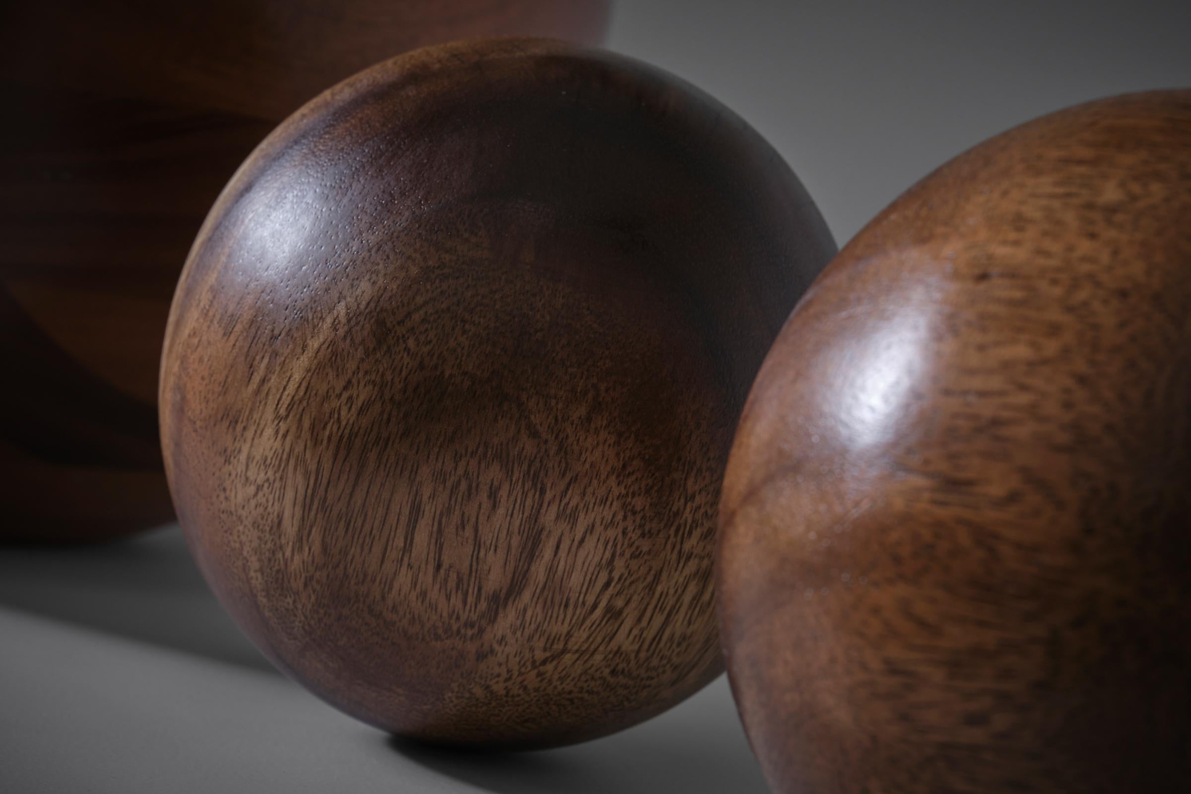 Mid-Century Modern Set of Four Solid Wooden Balls, 1970s For Sale
