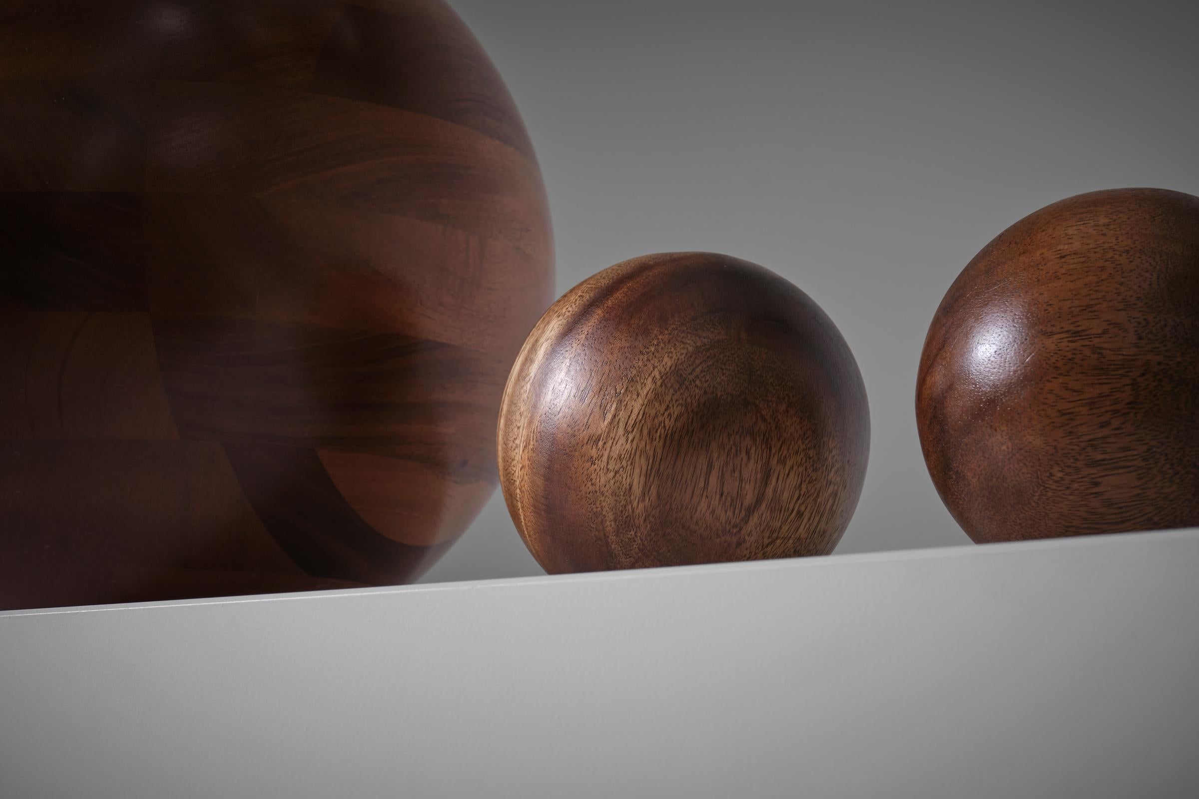 Set of Four Solid Wooden Balls, 1970s For Sale 1