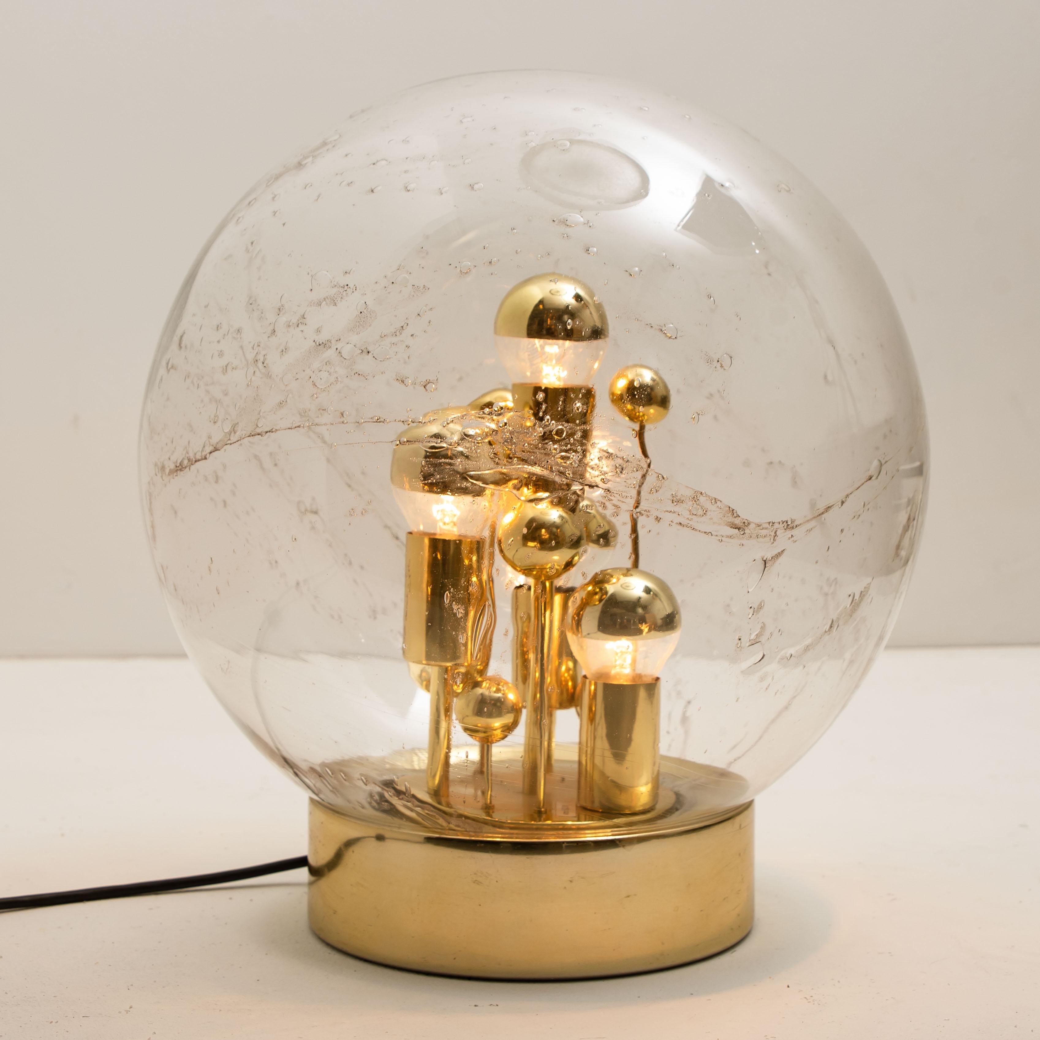 20th Century Set of Four Space Age Brass and Blown Glass, 1970 For Sale