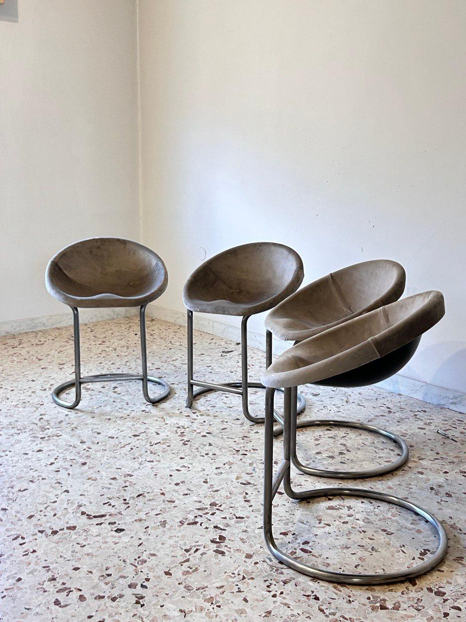 Metal Set of four space age stools, Italy, 1960 c. For Sale