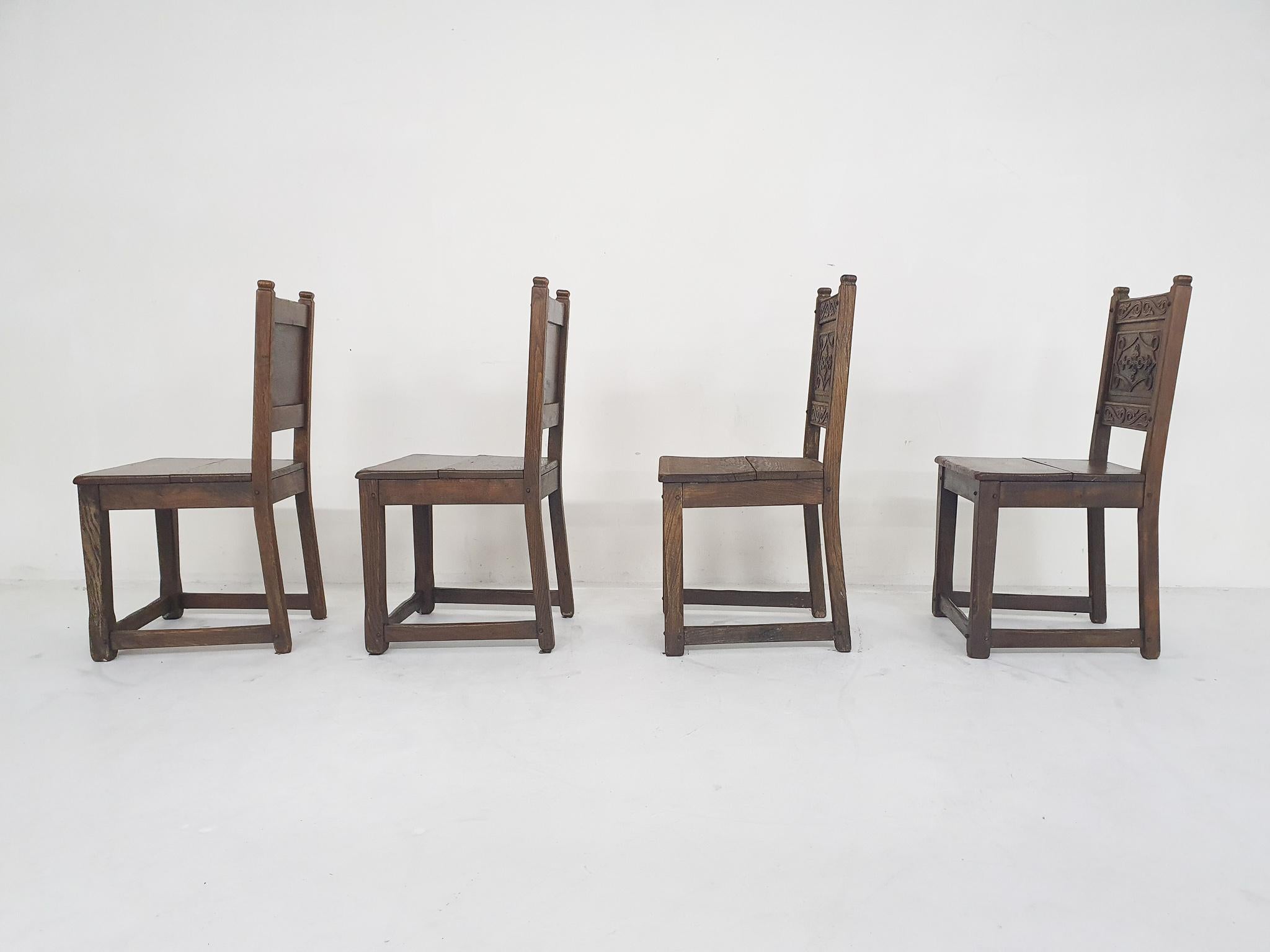 Set of four Spanish antique dining chairs, 1930's In Fair Condition For Sale In Amsterdam, NL