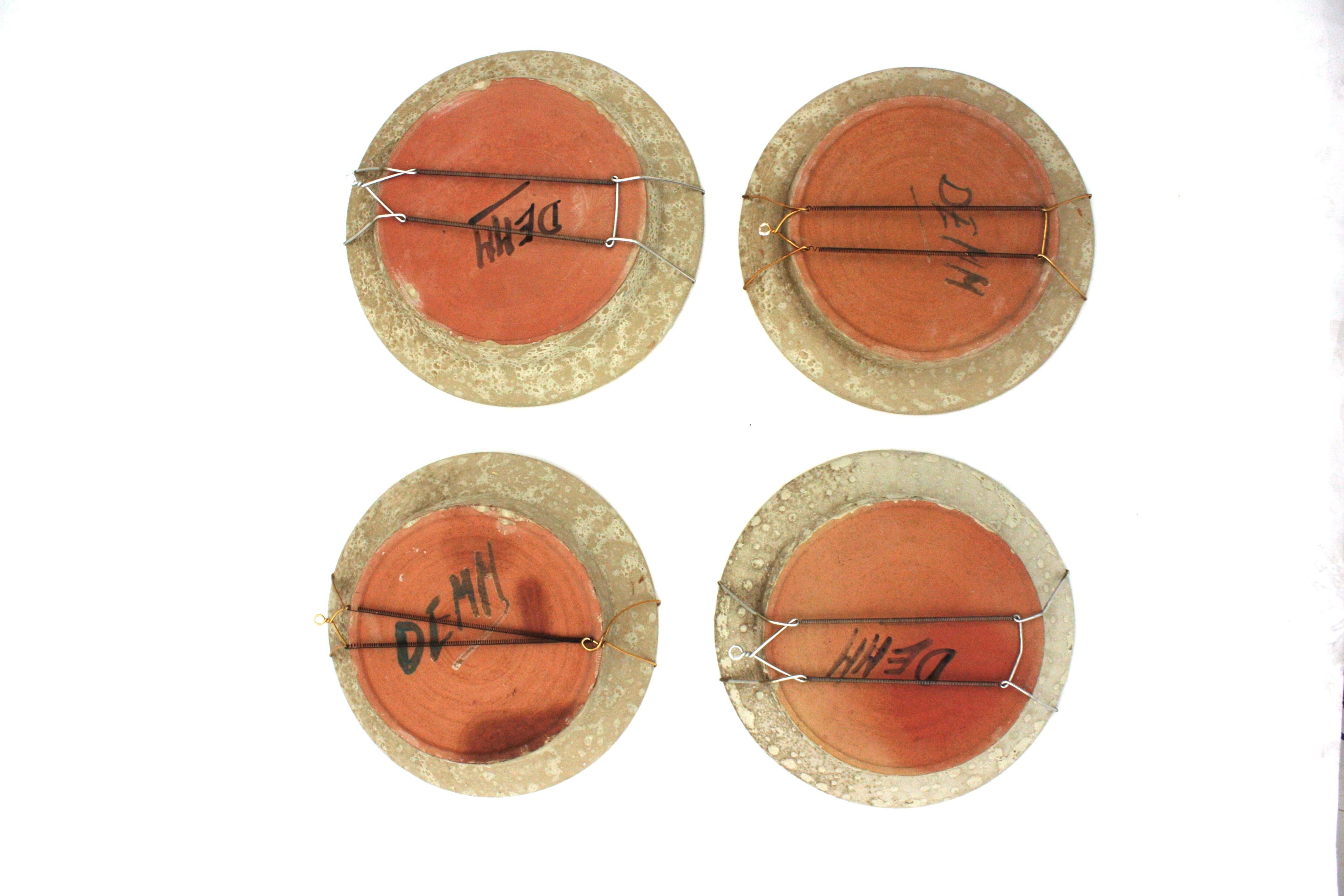 Four Midcentury Ceramic Wall Plates, Marine Motifs For Sale 5