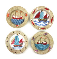Ceramic Plates Wall Art Composition with Nautical Marine Motifs, Spain, 1970