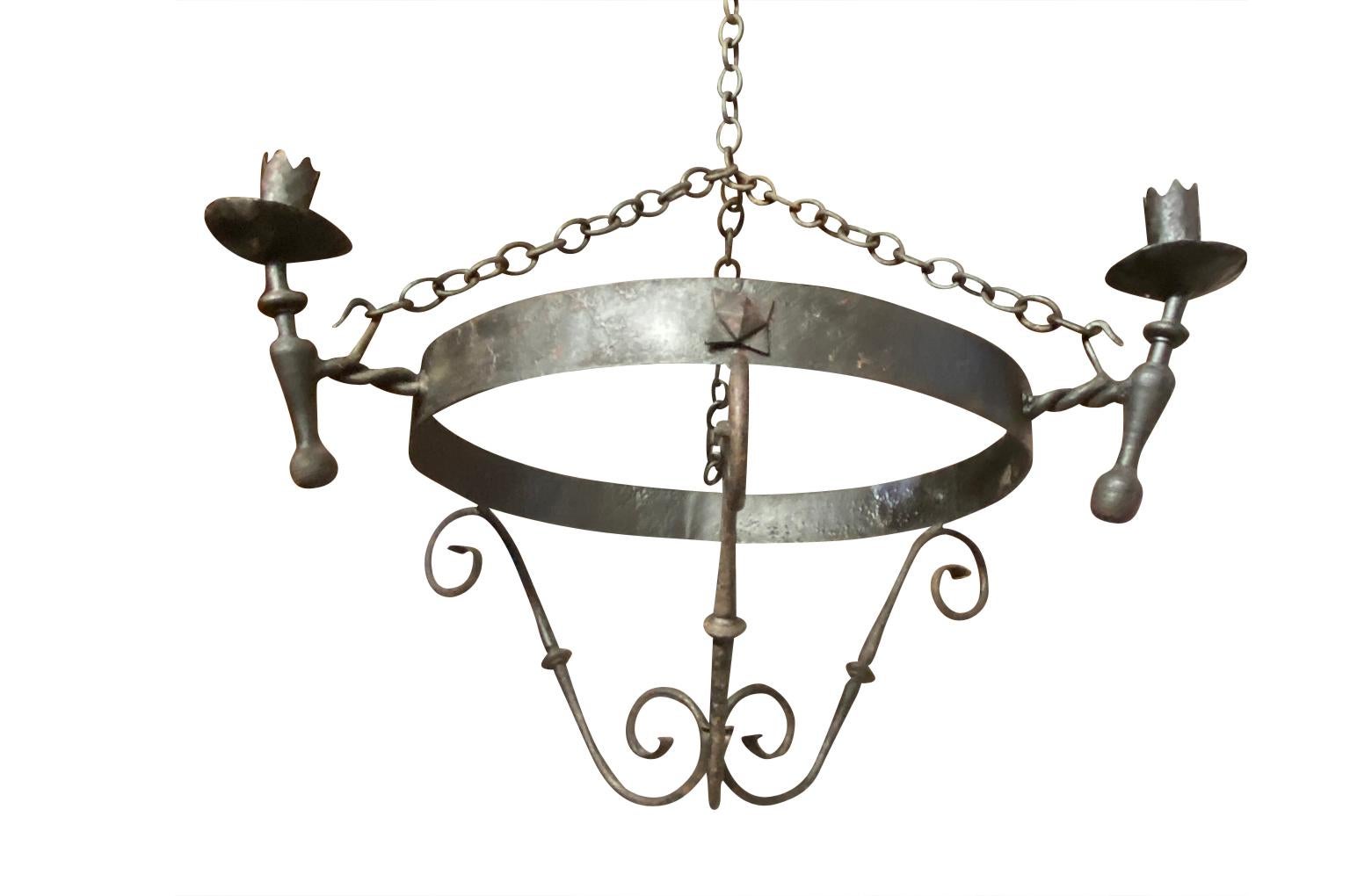 Set of Four Spanish Iron Chandeliers 6