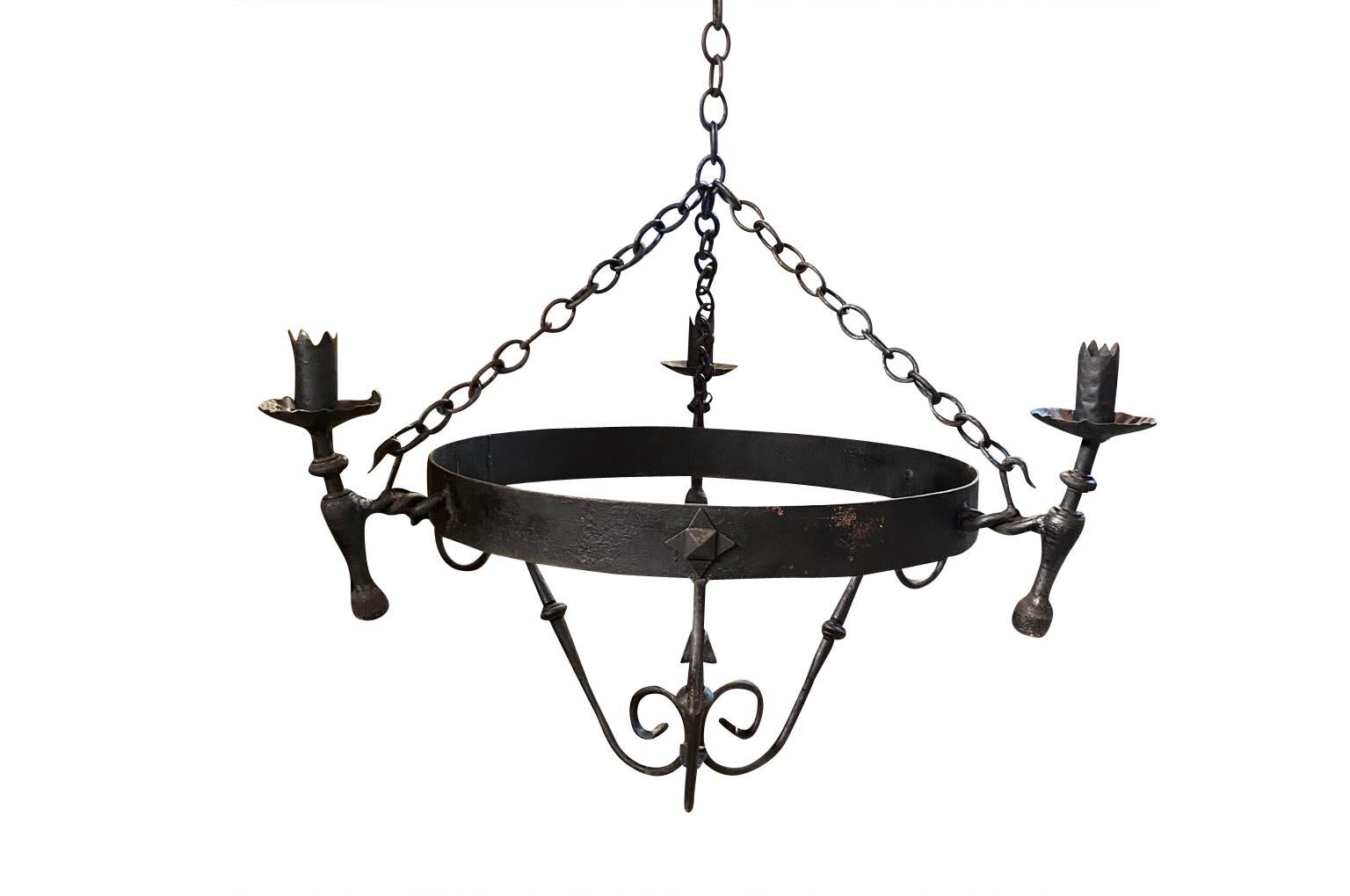 Set of Four Spanish Iron Chandeliers 7