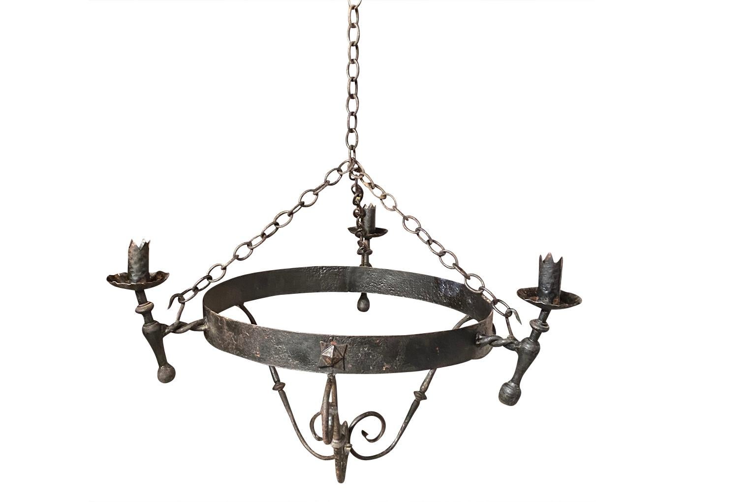 Set of Four Spanish Iron Chandeliers 2