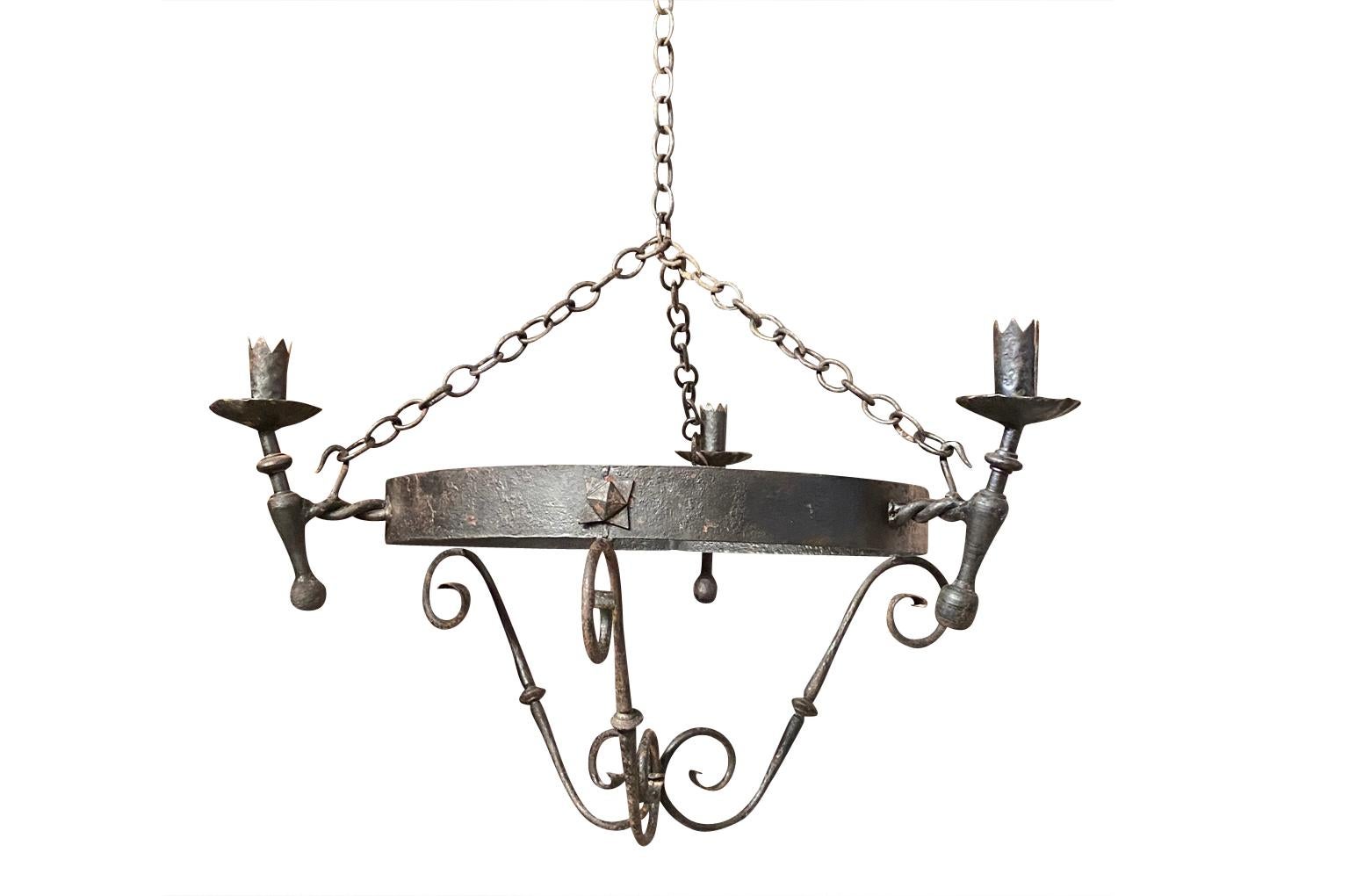 Set of Four Spanish Iron Chandeliers 3
