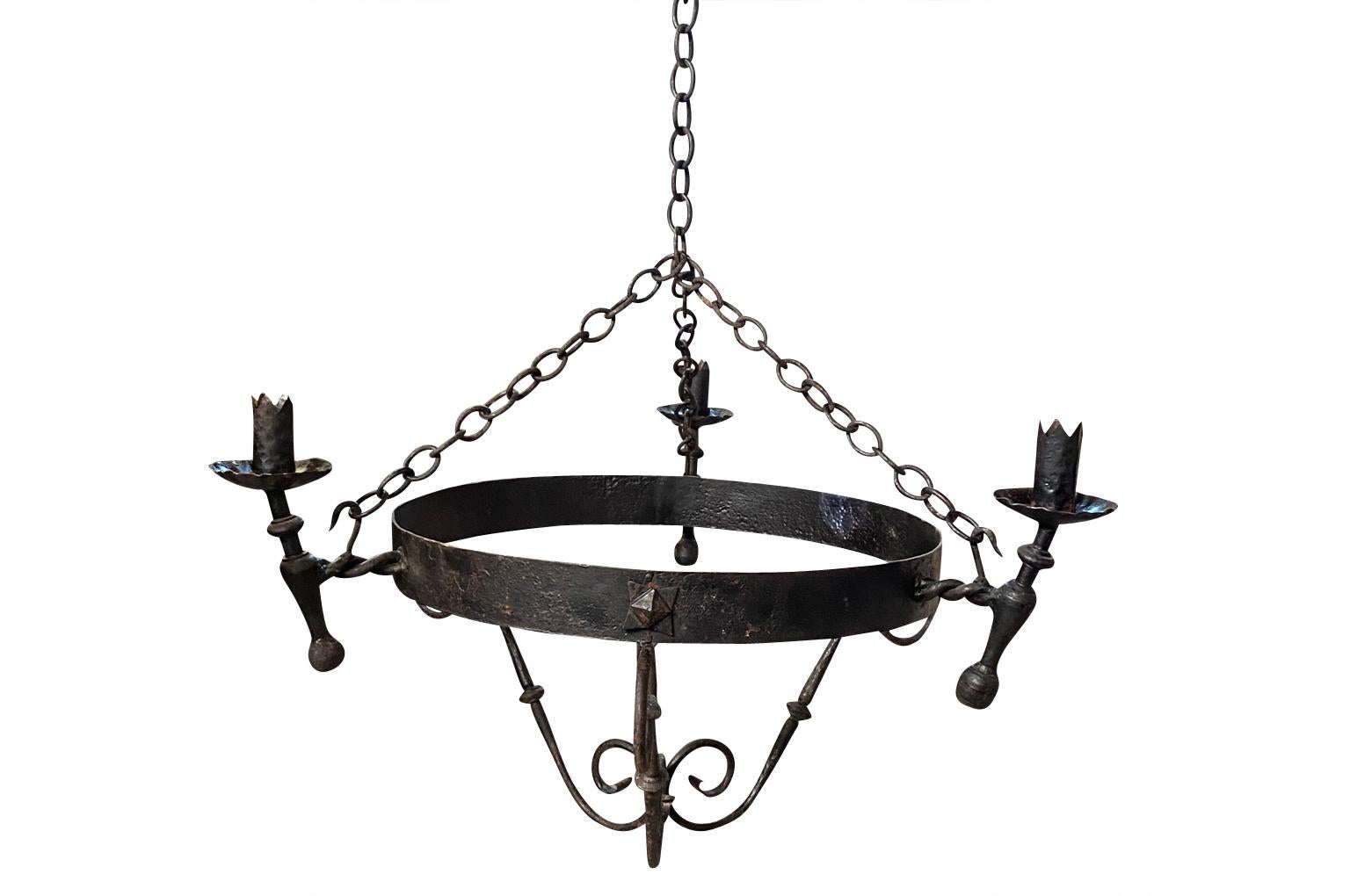 Set of Four Spanish Iron Chandeliers 4
