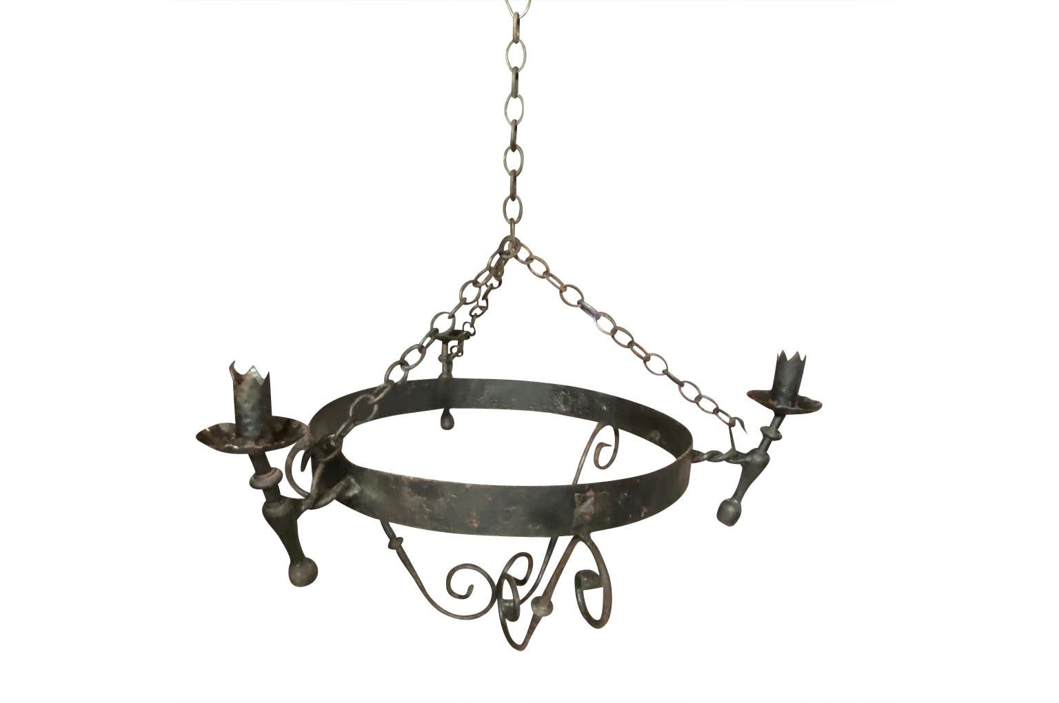 Set of Four Spanish Iron Chandeliers 5