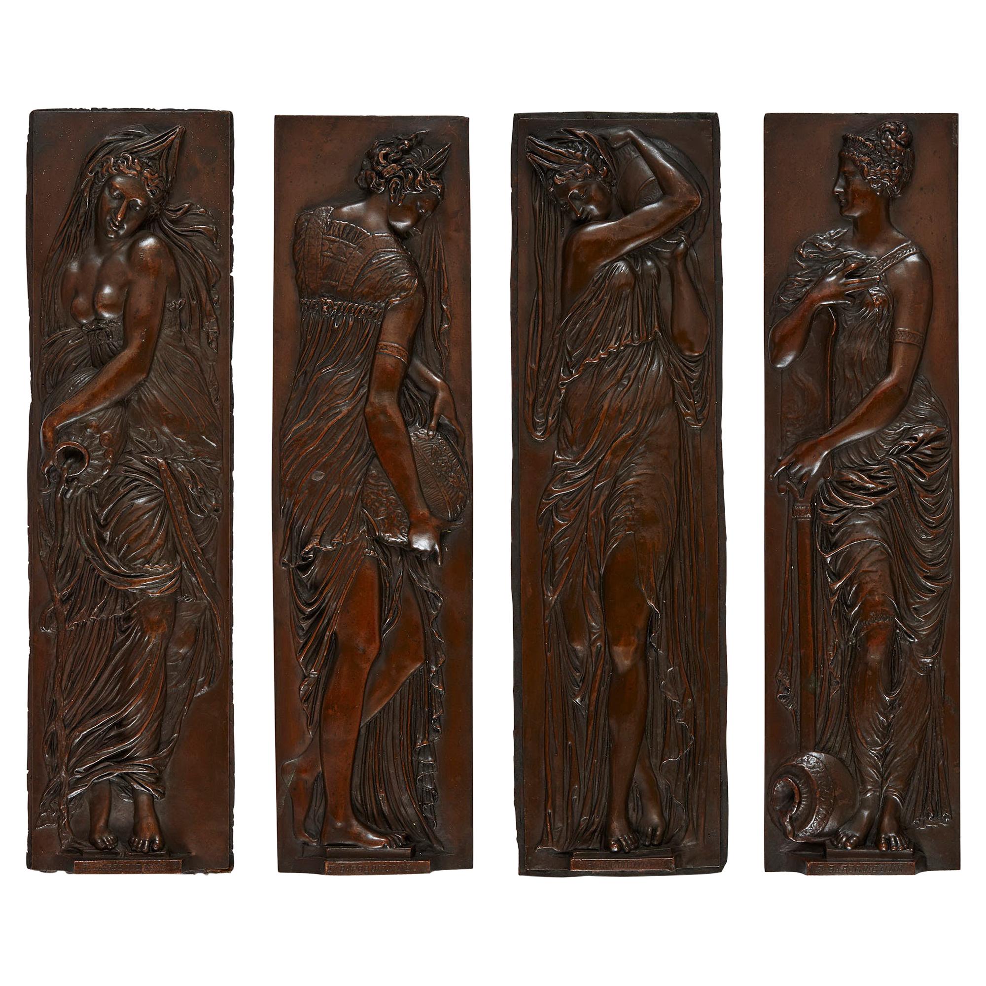 Set of Four Spelter Plaques by Ferdinand Barbedienne For Sale