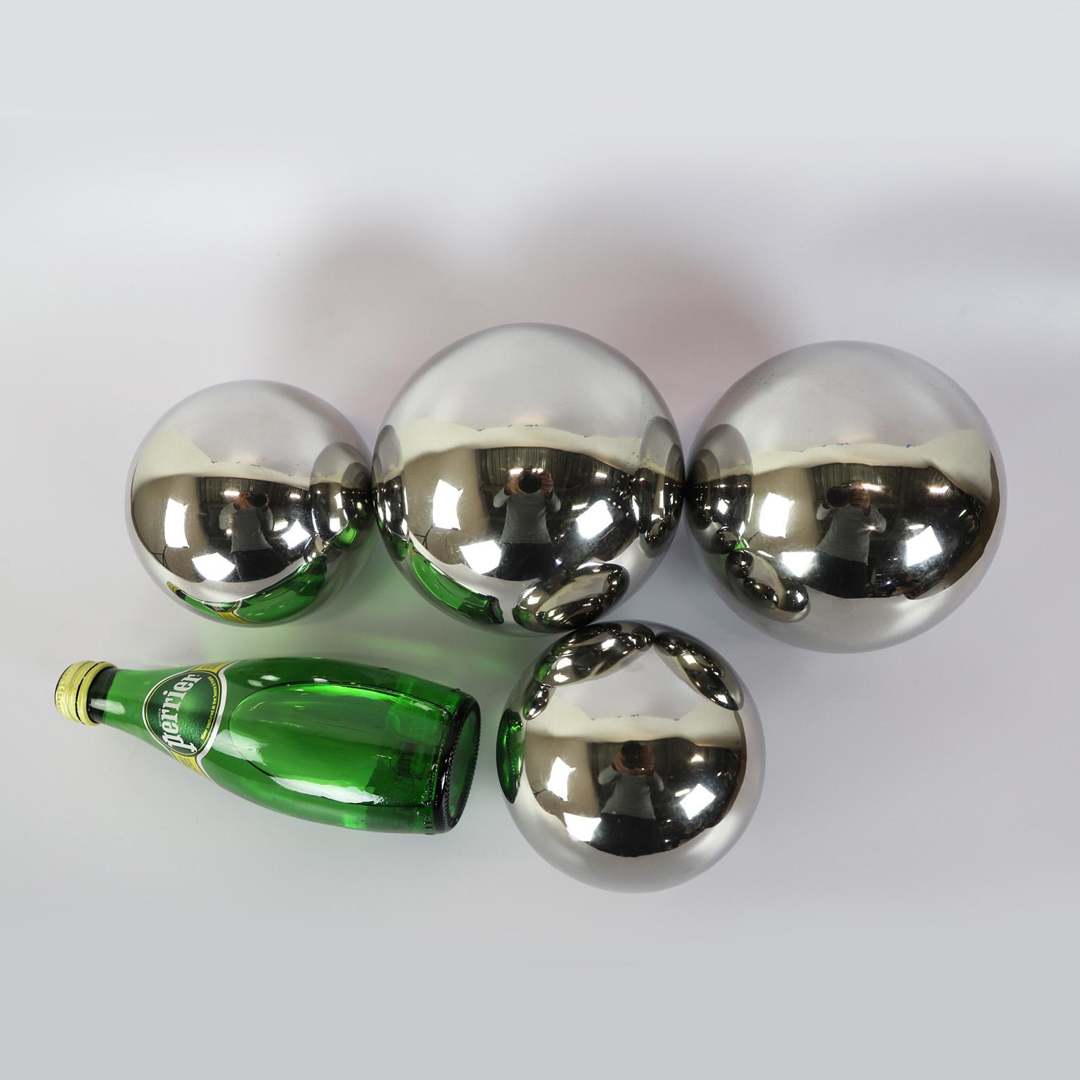 Mexican Set of Four Spheres circa 1990 Chromed Metal signed by Diego Matthai For Sale