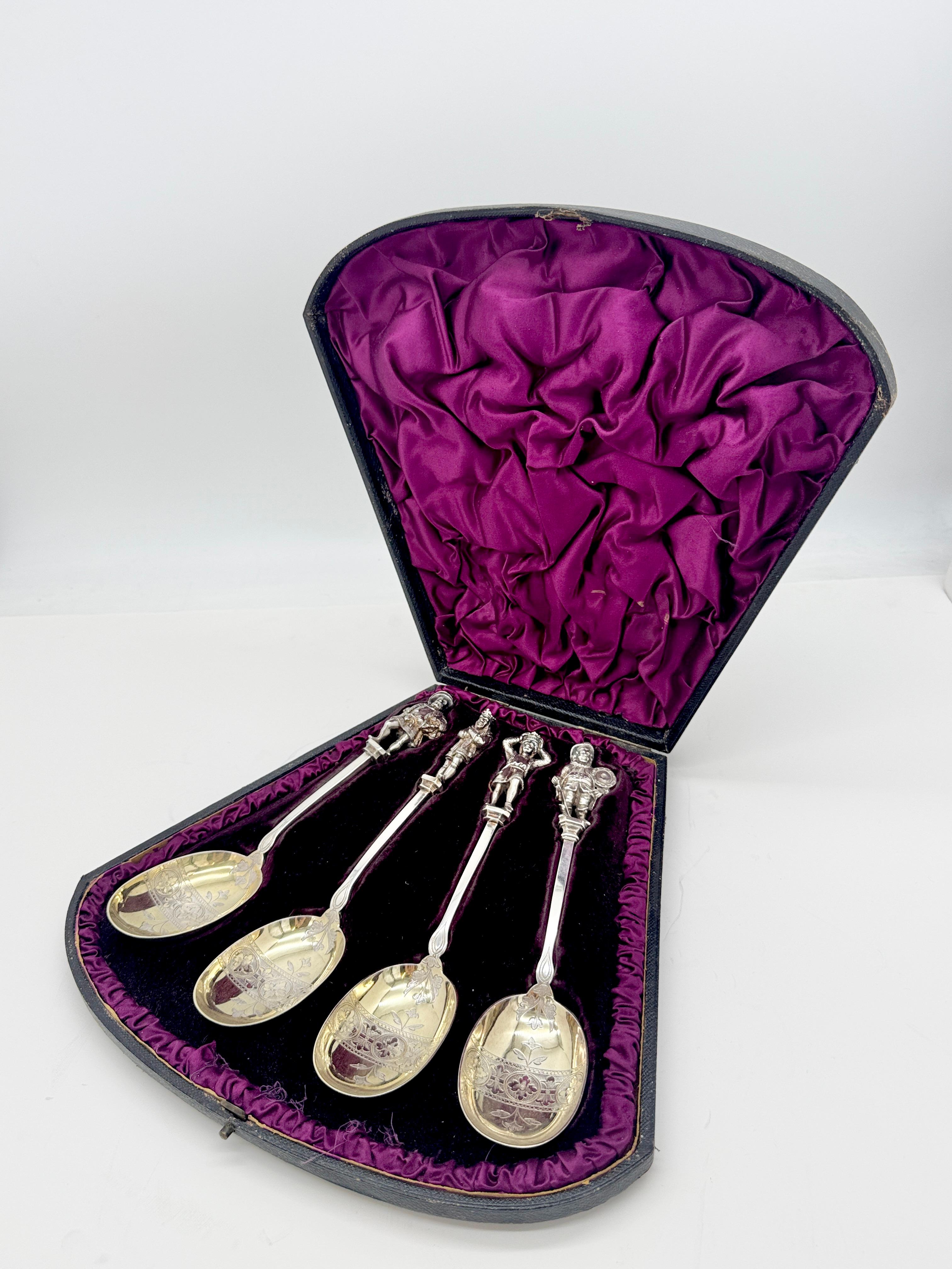 English Set of Four Spoons with Figures from Shakespeare For Sale