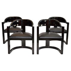 Set of Four Springer Onassis Style Dining Chairs in Lacquered Goatskin by Garcel