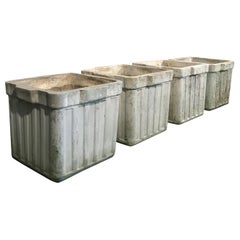 Set of Four Square Ribbed Willy Guhl Planters by Eternit