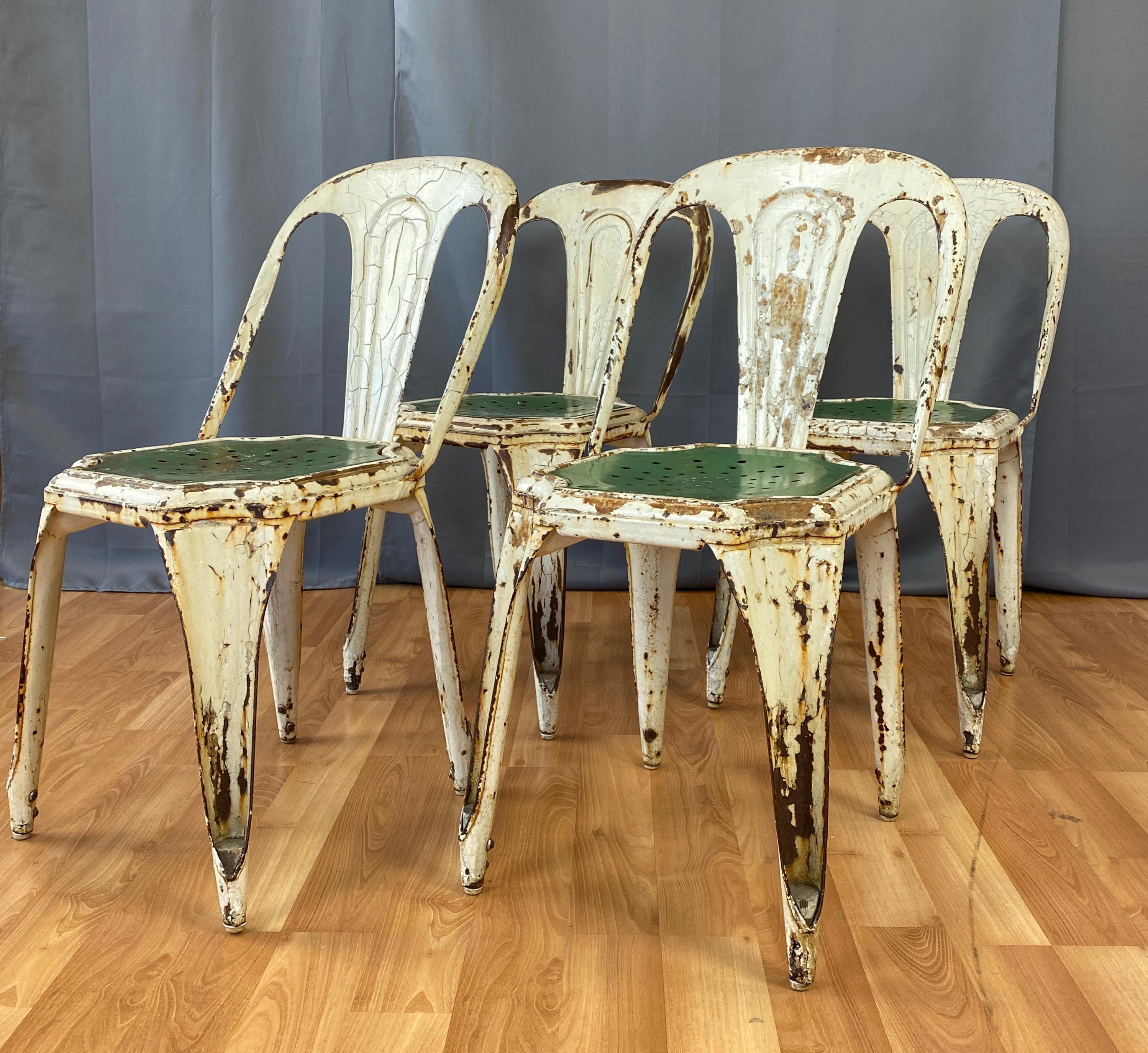 Belgian Set of Four Stackable Industrial Bistro Chairs by Fibrocit of Belgium For Sale