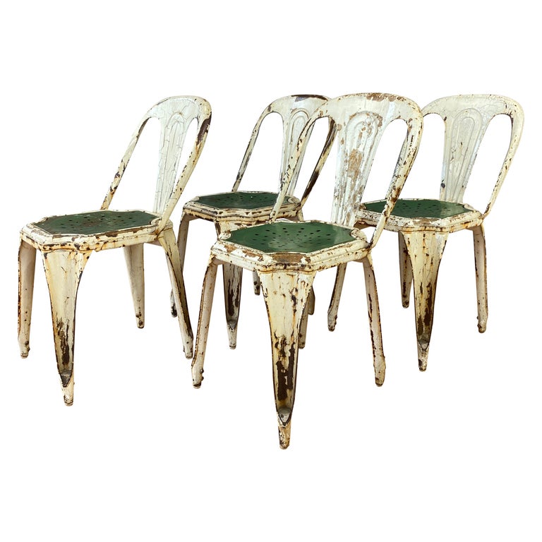 Set of Four Stackable Industrial Bistro Chairs by Fibrocit of Belgium For  Sale at 1stDibs